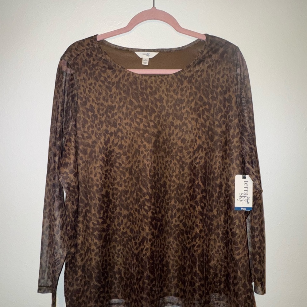 Brown Leopard Print Women's Top